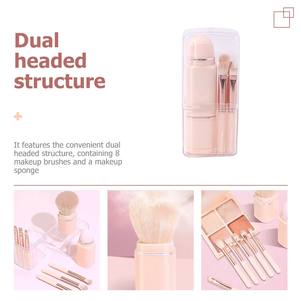 

1 Set Brush Set Dual Headed Multifunctional Makeup Tools Portable Blush Eyeshadow Foundation Sponge Kit Telescopic