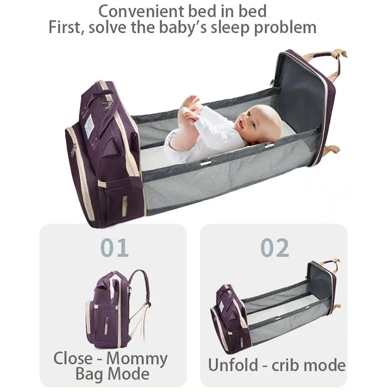 A Large-capacity Outdoor Fashion Foldable Crib High-quality Mummy Bag Upgraded Sunshade Maternal And Baby Bag