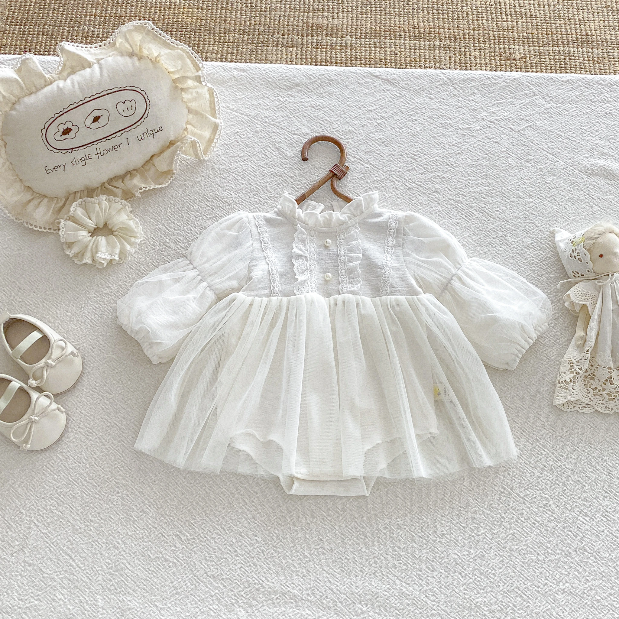 Autumn Style French baby Chiffon Dress for Girls, Full Moon and 100-Day Celebration Princess Dress, Autumn Baggy Dress