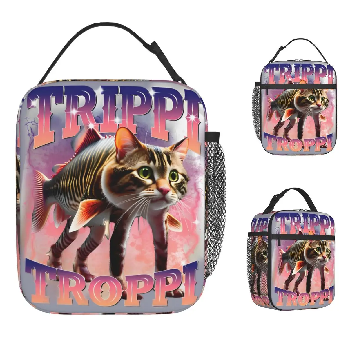 Trippi Troppi Italian Brainrot Meme Lunch Bag Cute Lunch Box Travel Portable Thermal Tote Handbags Women Oxford Cooler Bag
