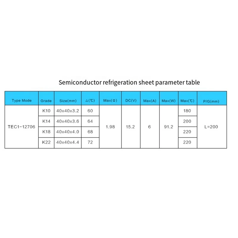 6 قطعة TEC1-12706 K10 مبرد حراري بلتيير إليمنتي وحدة أشباه الموصلات التبريد لثلاجة السيارة
