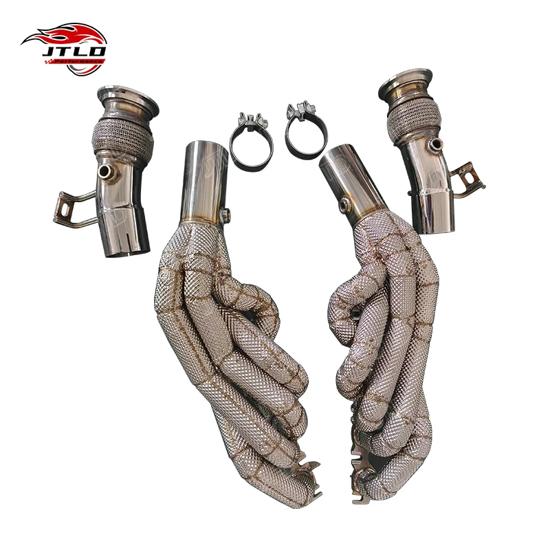 JTLD Performance Exhaust Header For Audi R8 V10 5.2L, 304 Stainless Steel Manifold With Heat Shield Kit