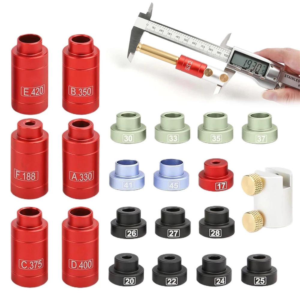Kit de comparateur de jauge de balle et d'espace principal, 21 pièces, fournitures de recharge de précision avec 14 Inserts et 6 bagues pour la chasse