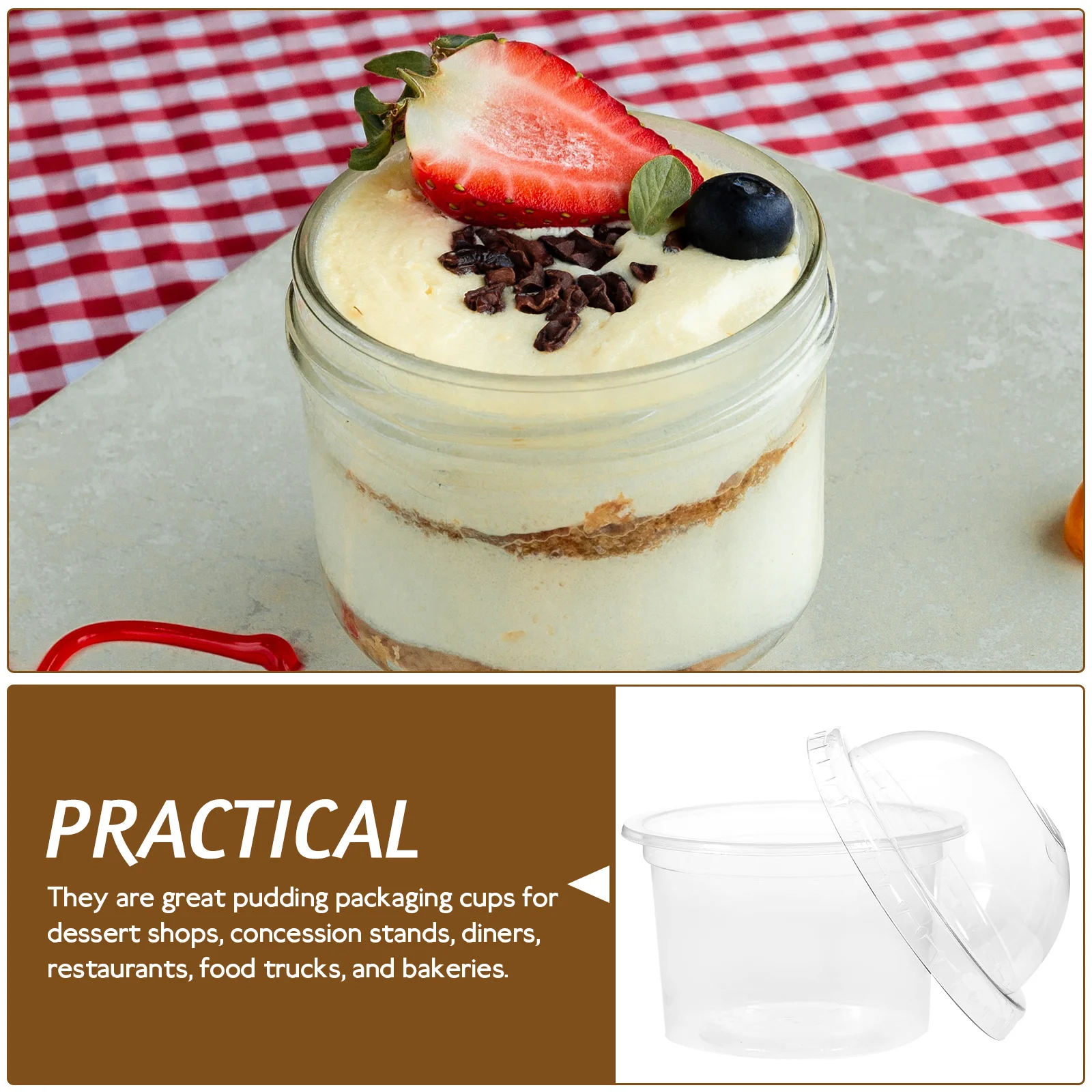 

100 Pcs Jelly Cake Cup Cups Transparent Lids Disposable Dessert Containers Pudding Yogurt Cake Ice Cream Bowls