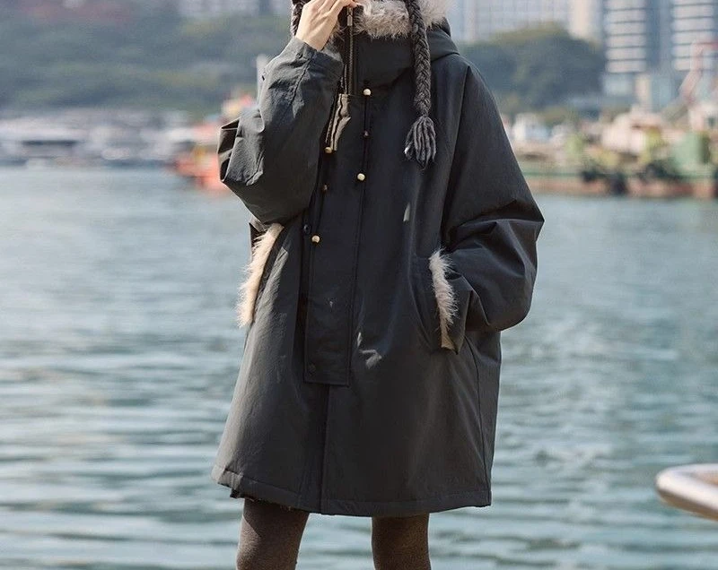 

Cotton Padded Women's Long 2025 New Loose Fitting Cotton Jacket Winter Thick Cotton Coat Jacket