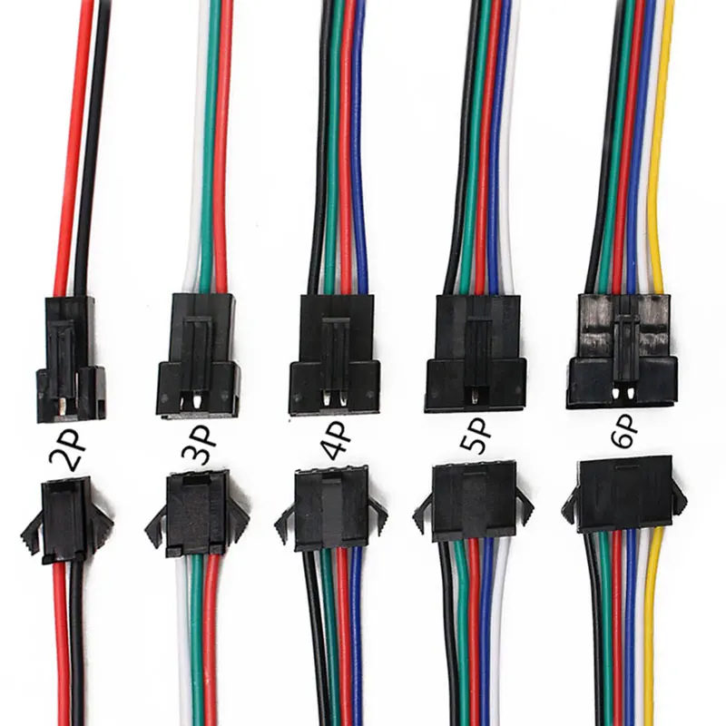 10Pairs 20cm 2.54mm JST SM 2P 3P 4P 5P 6P Terminal Block Plug Socket Male to Female Wire Connector LED Strips Driver Connectors