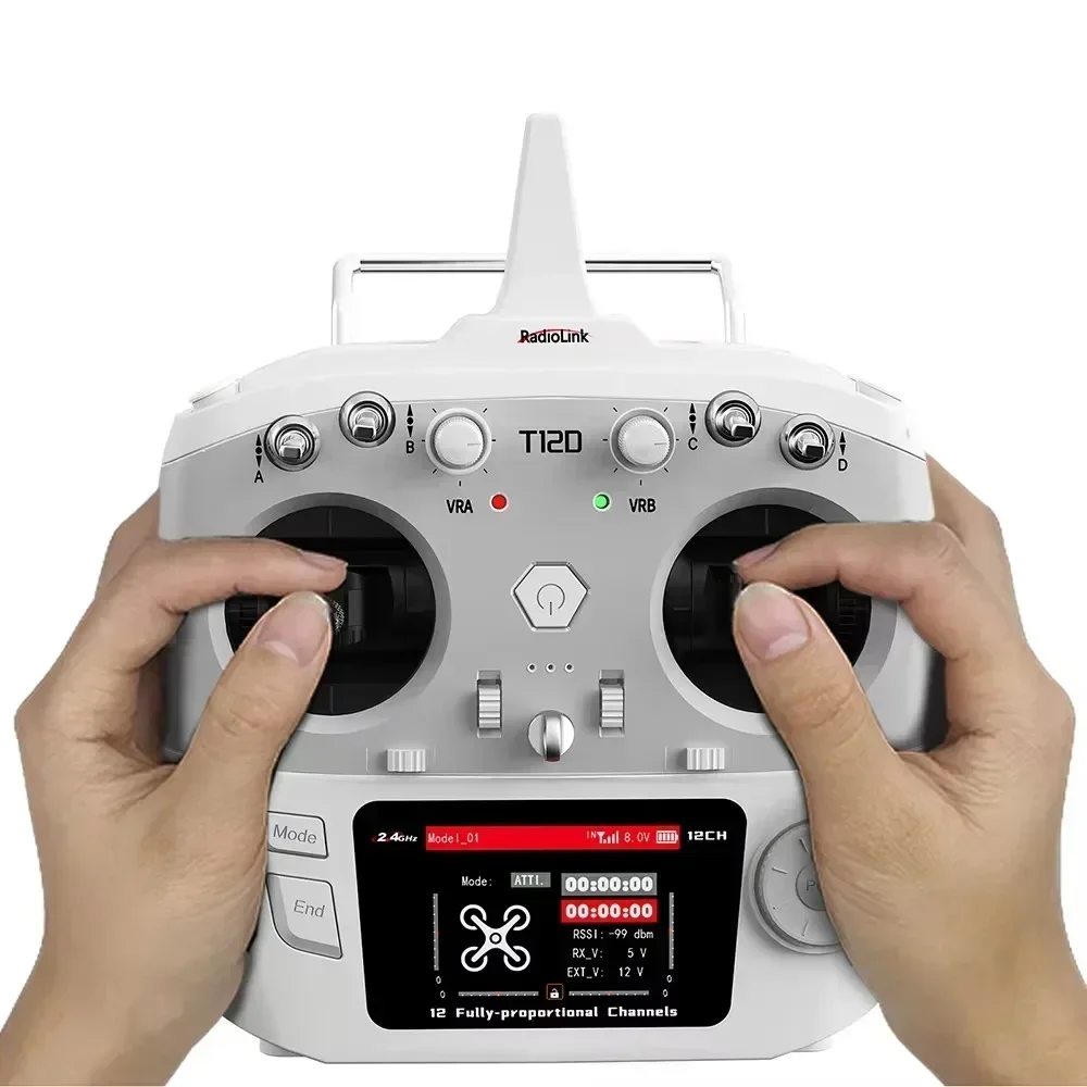 RadioLink 新型T12D 12チャンネル RC送信機 2.4GHz R16F受信機付き リモートコントローラー FPVドローン 固定翼機 飛行機 車用