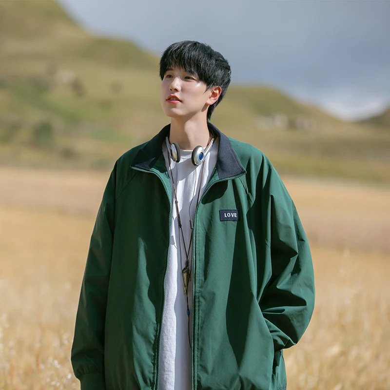 

Outdoor Casual Mountain Series Baseball Jaet Men's Collar Zipper Decorated Loose Fit Anti-Wind een Upper Apparel