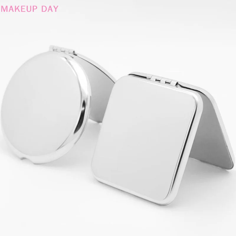 Miroir de maquillage portable en acier inoxydable pour femme, poche à main, côté plié, cosmétique, petit, diverses saillies, 1 pièce