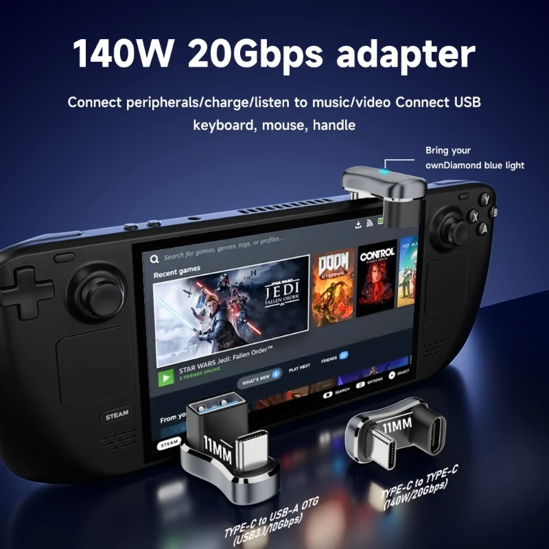 1pc Advanced Type-C Adapter with Indicator Supports 0Gbps, 140W 28V5A Charging, and 4K 60Hz Video USB to USB C Adapter