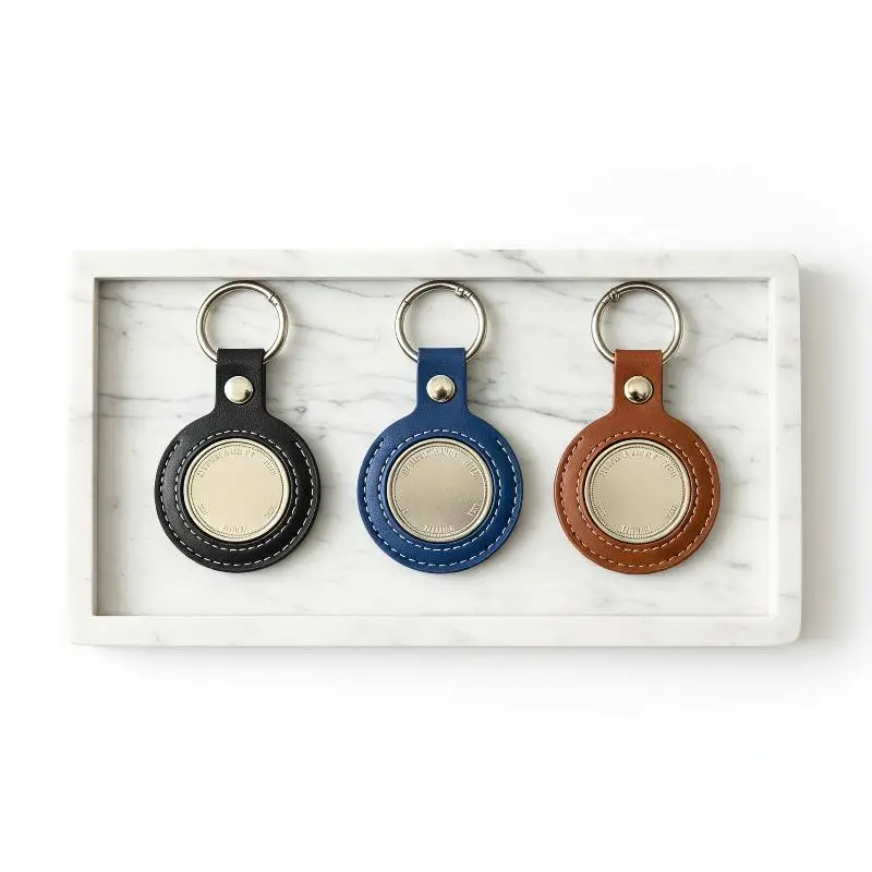 PU Leather Coin Holder Keychain 34-38mm Anti-lost Coin Storage Bag With Transparent Display Window Badge Pendant