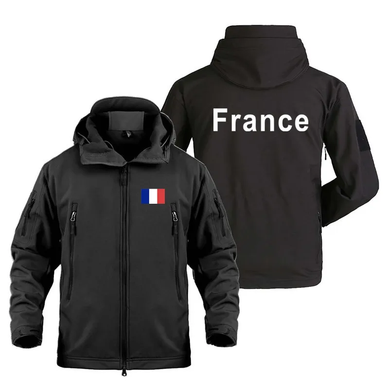 

Men New France Funny Print Outdoor Military Tactical Shark Skin Man Coats Fleece Warm SoftShell Jackets