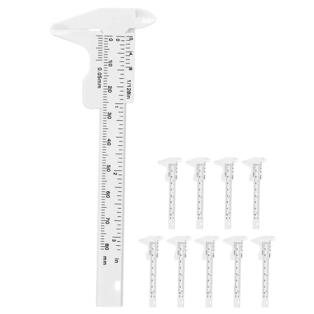 10Pcs Eyebrow Ruler Plastic Pocket Calipers Smooth Sliding Measuring Tool for Makeup Accessory Use Brown Measure Caliper