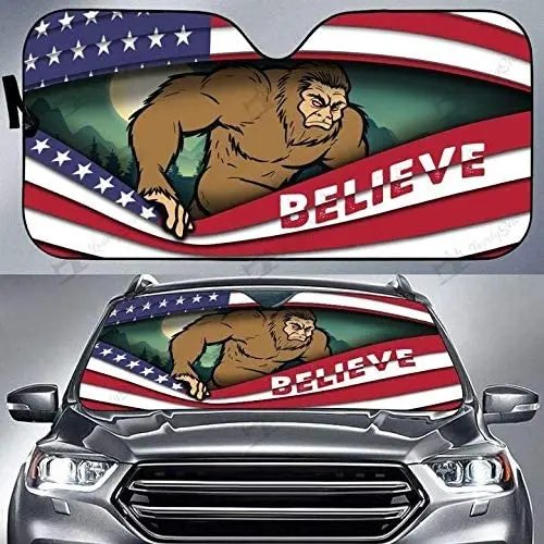 Bigfoot Family Sasquatch Driving Car Sunshade for Bigfoot Believers Bigfoot Lovers, Bigfoot Sun Shade for Auto Car Truck Decor,