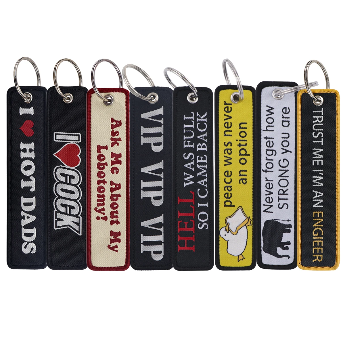 

Quotations Embroidery Key Fob Key Tag For Motorcycles Backpack Keychain Fashion Keyring Gifts for Men Women Accessories