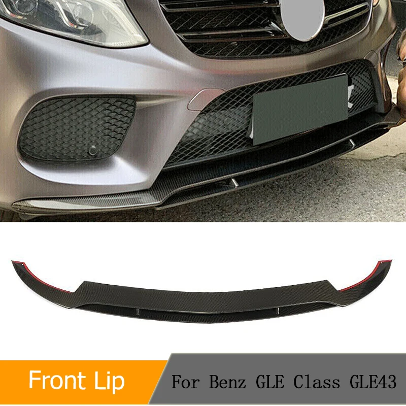 Carbon Fiber Car Front Bumper Lip Spoiler for Mercedes-Benz GLE Class GLE43 AMG GLE400 Sport 2015-2018 Front Lip Apron FRP