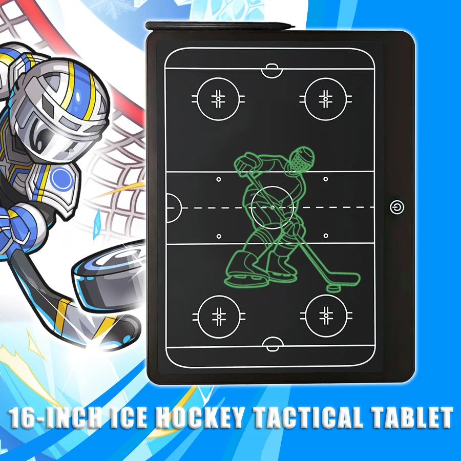 16 Inch Ice Hockey Electronic Tactical Tablet Field Hockey Marking Board Coach Strategy Teaching for Competition Sport Training