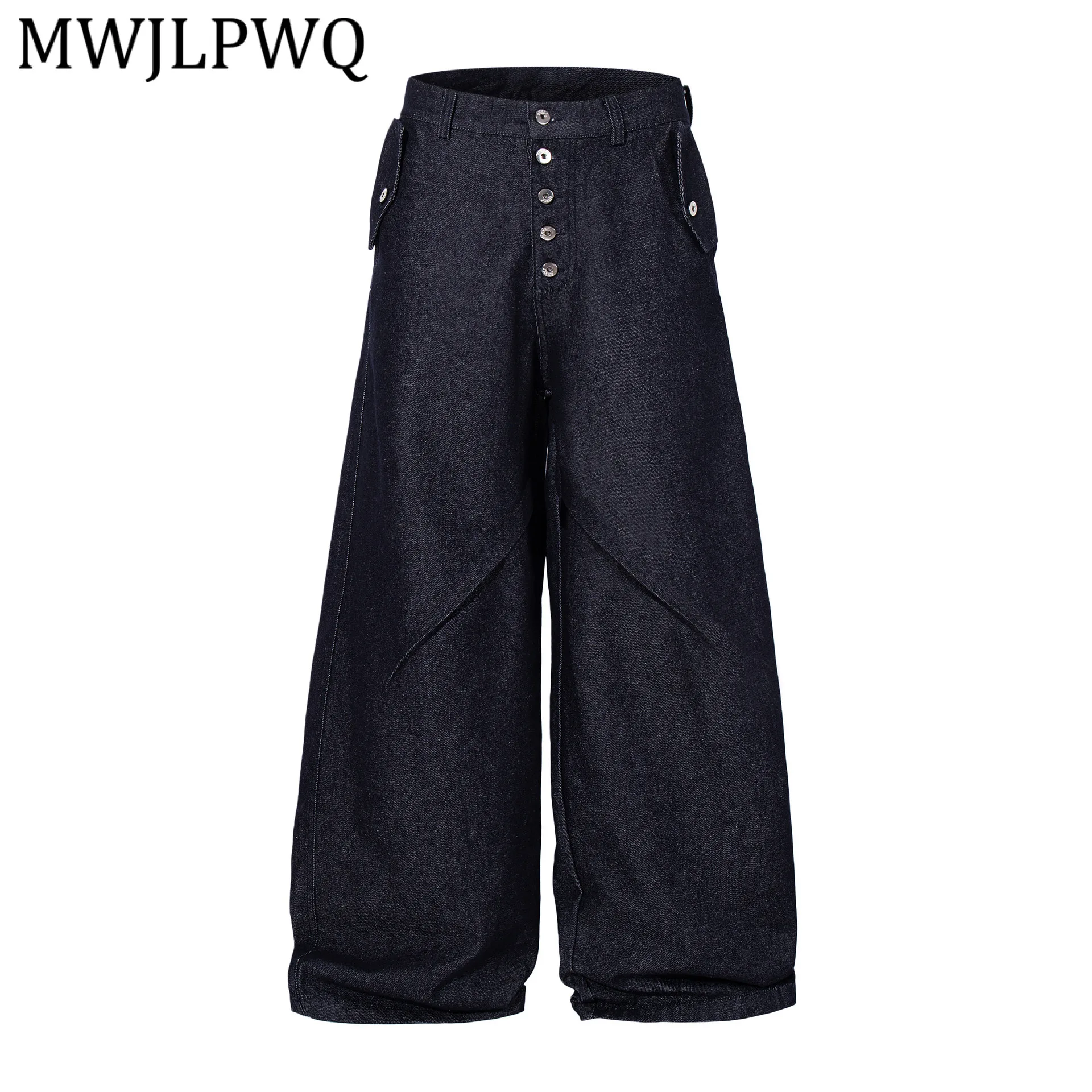 

Мужские джинсы MWJLPWQ в американском трендовом стиле RO, с эффектом сильной потертости, свободные широкие брюки с пуговицами, дизайн High Street, новинка 2026, 13139