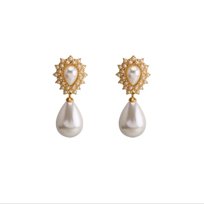 High Quality TrendyWhite Water Drop Imitation Pearl Clip on Earrings for Female Elegant Non Pierced Fashion Clip Ear Jewelry