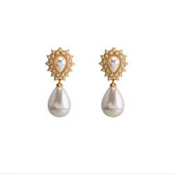 High Quality TrendyWhite Water Drop Imitation Pearl Clip on Earrings for Female Elegant Non Pierced Fashion Clip Ear Jewelry