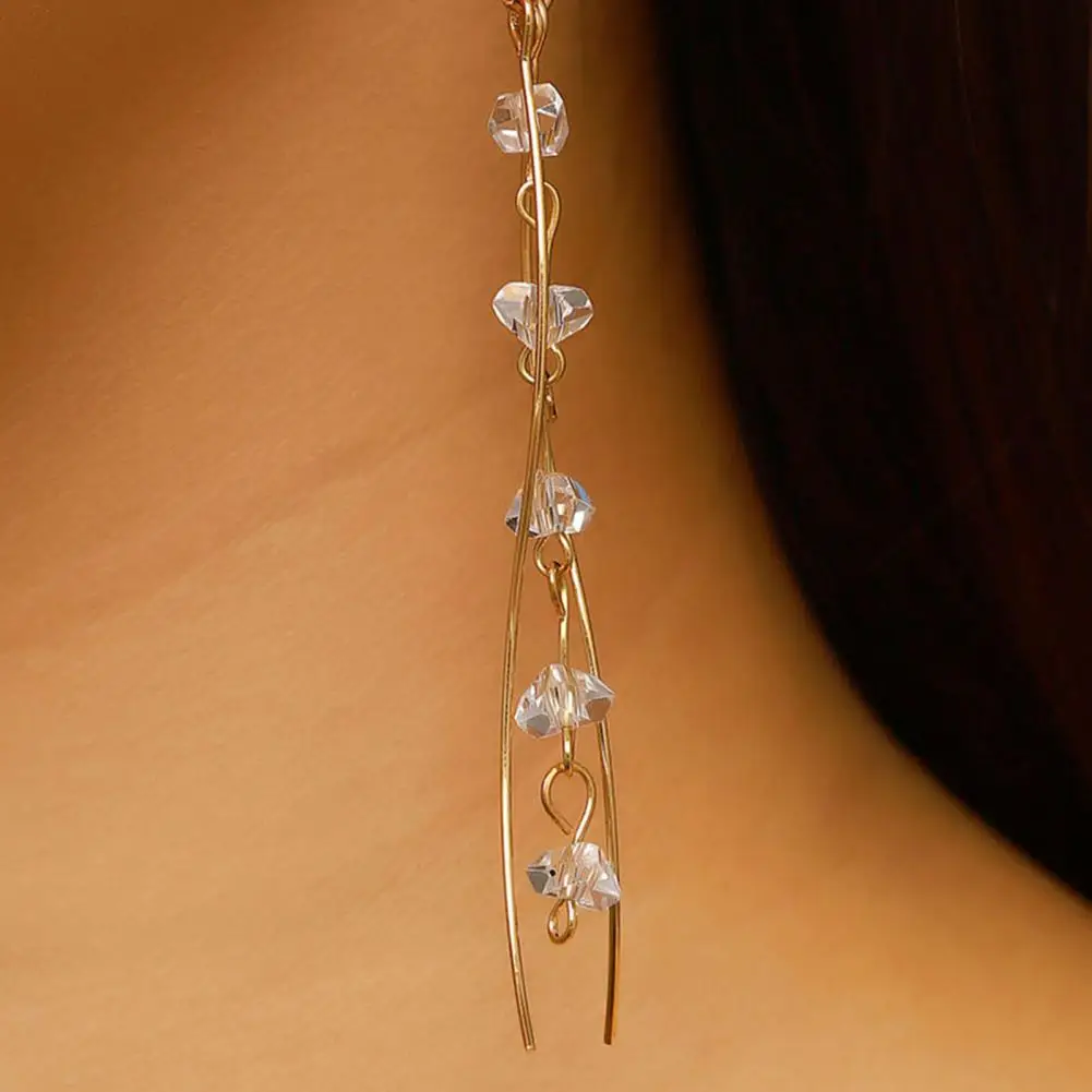 Faux Tassel Earrings Jellyfish Design Hook Earrings Long Draped Tassel Earrings with Translucent Imitation Pearl Beads Beach