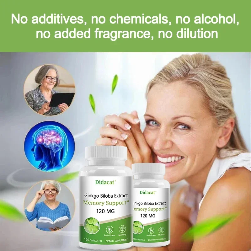 Ginkgo Biloba Extract Capsules - Promotes Brain Function and Memory, Attention, Antioxidant, Anti-Aging, Vegetarian