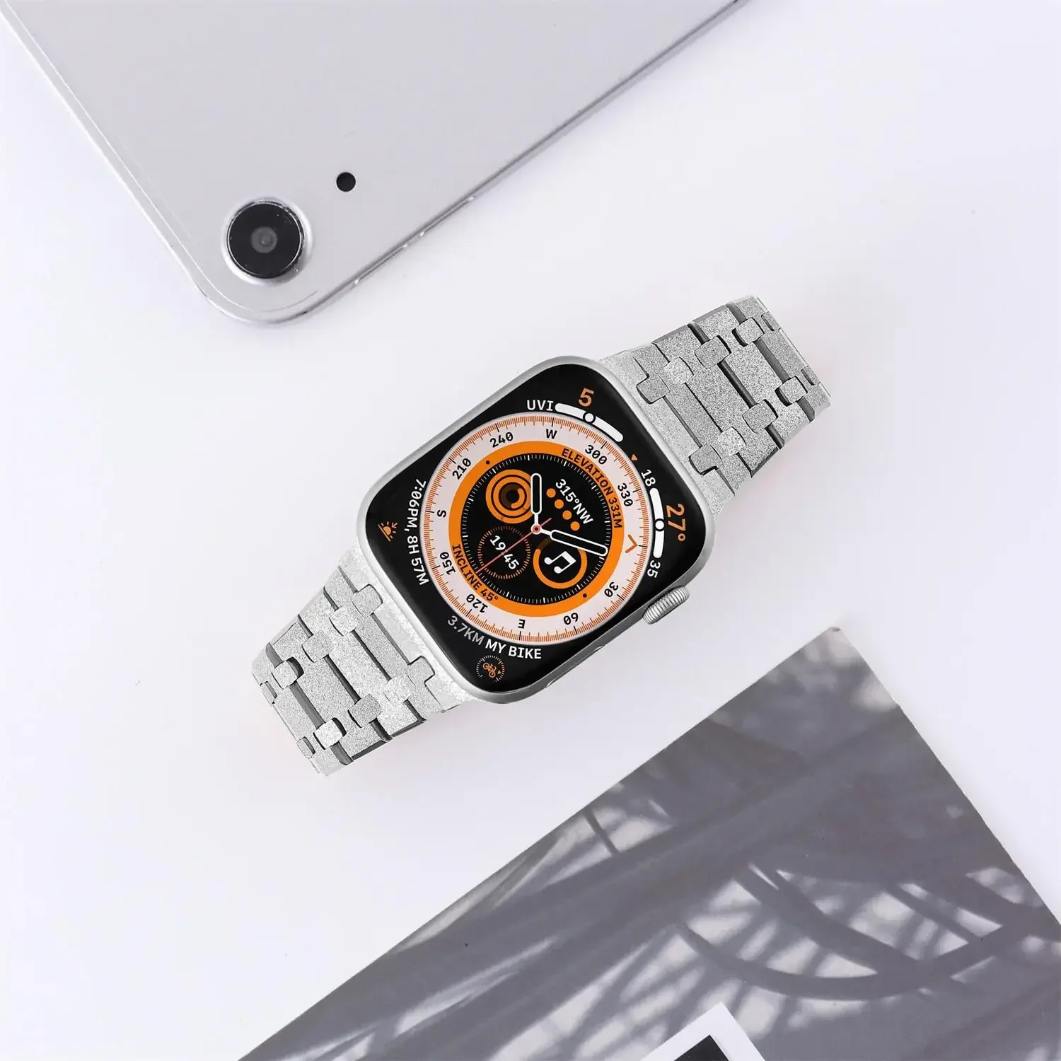 Luxury Frost Stainless Steel Strap for Apple Watch Ultra 49mm Metal Bracele for IWatch 8 7 45mm SE 6 5 4 44MM 42MM Steel Band