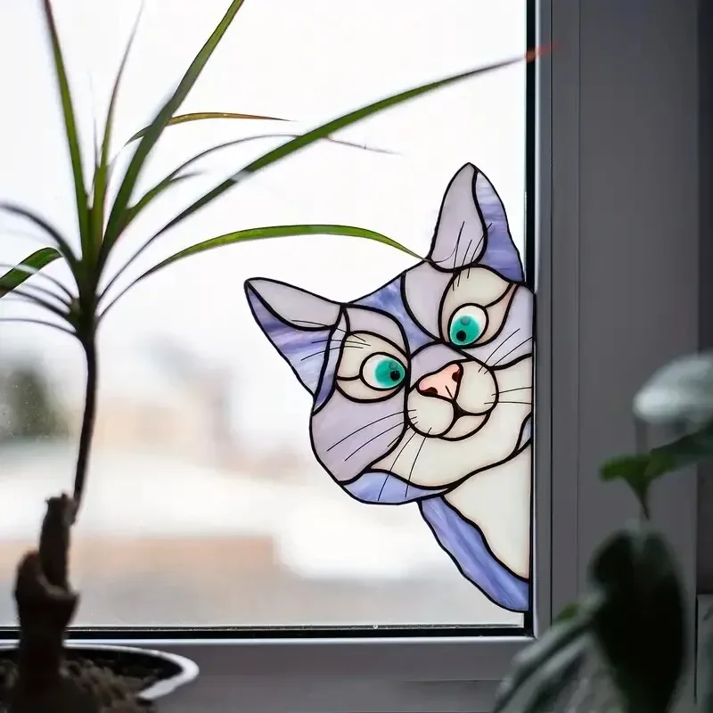 Cat Peeping Glass Window Self-adhesive Stickers Waterproof Moisture-proof Glass Film, Bedroom Living Room Car Window Decoration