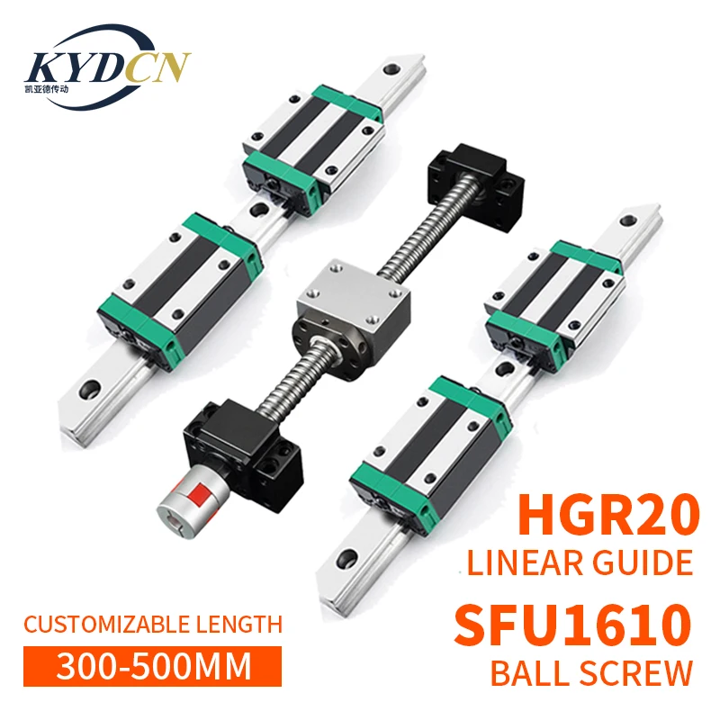 KYDCN CNC router kit 2PC HGR20 square guide+4 HGH20CA /HGW20CC carriages slides +1 set SFU1605 SFU1610 ball screw kit