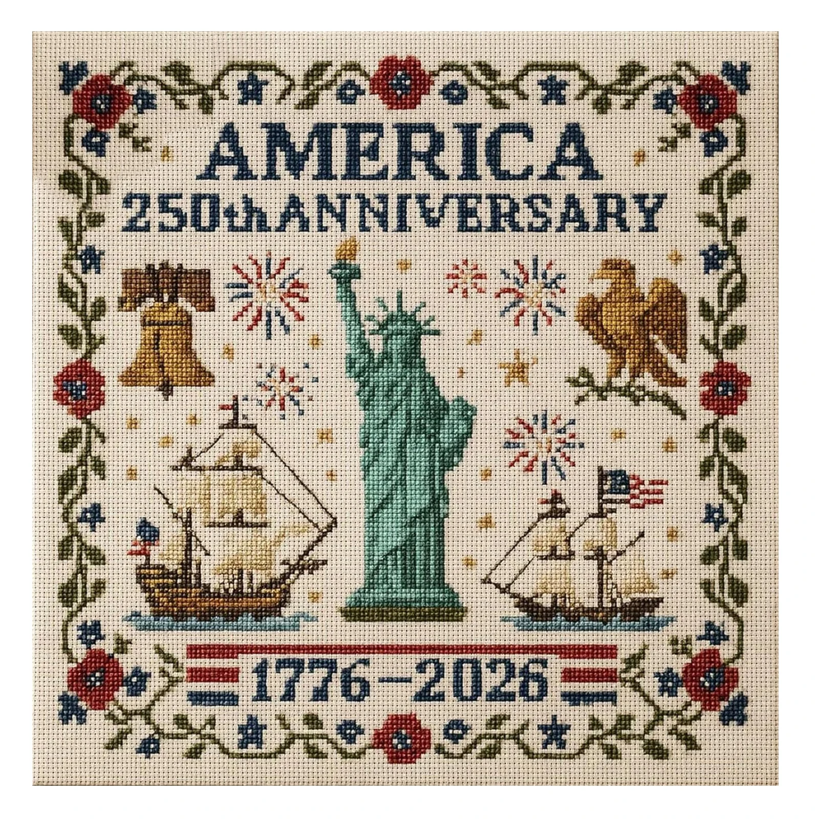 Zestaw do haftu krzyżykowego z okazji rocznicy Ameryki, pełny haft, haft krzyżykowy z nadrukiem, sztuka DIY, rękodzieło z nici, prezent dla przyjaciół