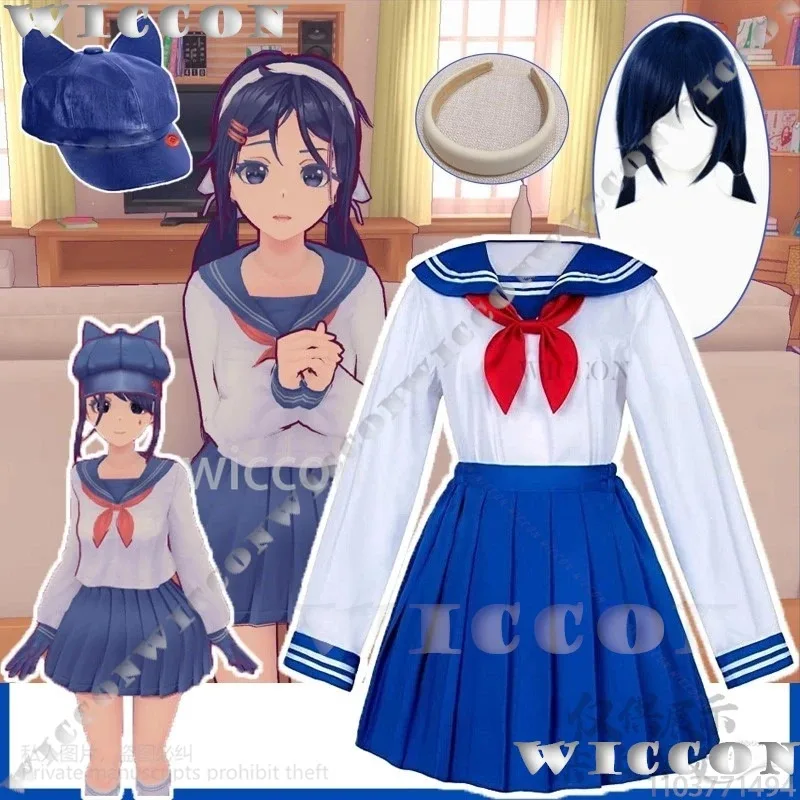 صديقة ميتا تأثيري لعبة الرعب أنيمي MiSide زي JK زي مدرسي شعر مستعار عقال الدعامة لجميع القديسين عيد الميلاد Customized6