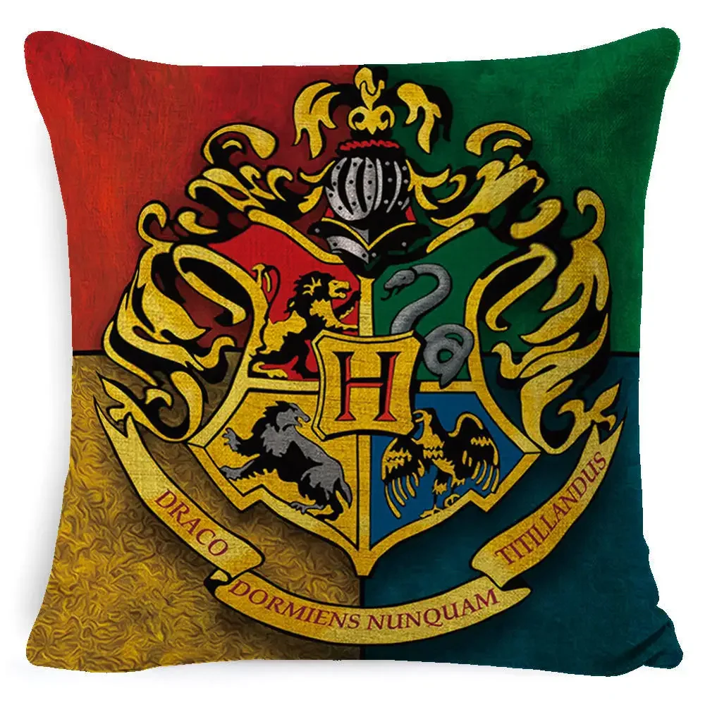 Harries Potters Anime Print Throw Pillowcase Magic World Movie Peripherals Gryffindor Hufflepuff Pillowcase Decoration Fan Gifts