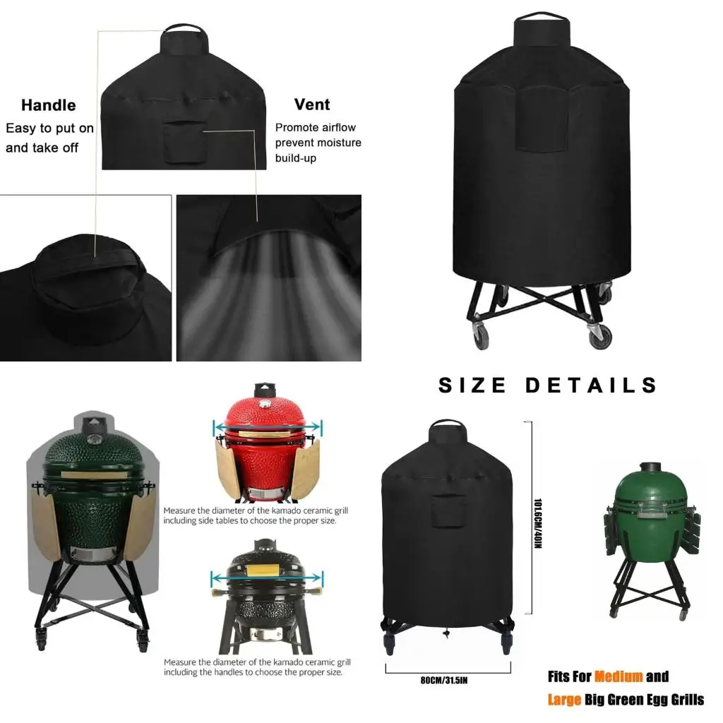 

Крышка гриля для барбекю 48x35 дюймов для защиты от атмосферных воздействий включает в себя ремни с пряжками и ручку высокого