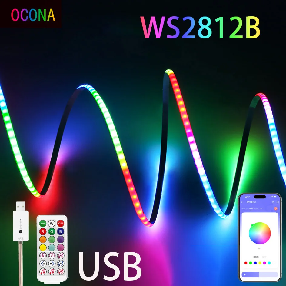 Oyun ışık kiti USB denetleyicisi ile Led şerit müzik Sync 160 Pixel/m rüya renk DC5V Bluetooth uyumlu APP IR