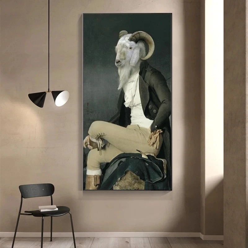 Vintage Style Countess of Goats Posters Prints Animals In A Suit Canvas Paintings Wall Nordic Art Interior Picture Home Decor