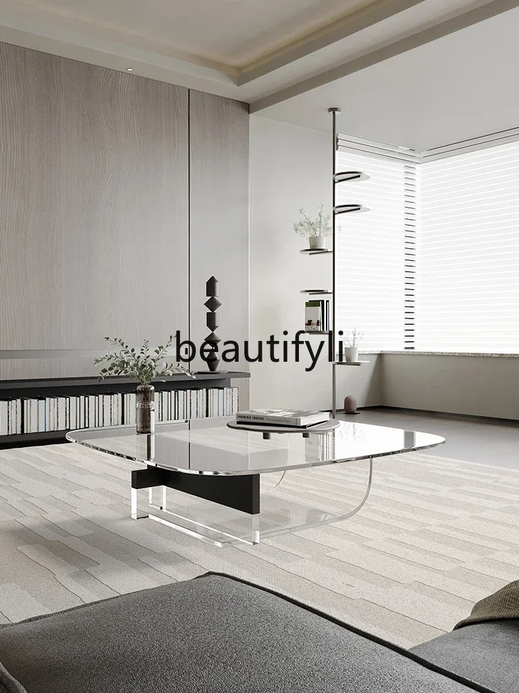 

Minimal suspended glass coffee table acrylic living room home modern simple French original coffee table