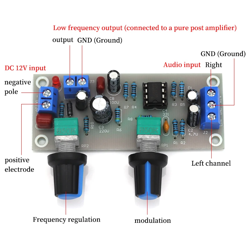 10-24V Single Supply Subwoofer Preamp Board Low Pass Filter Audio Pre Stage Finished Module