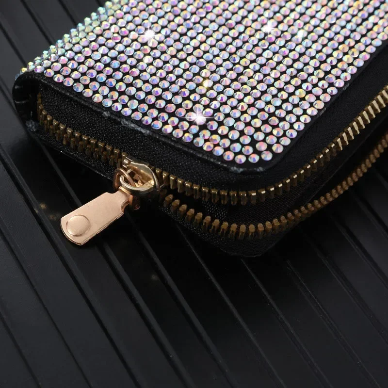 Portamonete con strass portafoglio con cerniera portamonete corto da donna porta Badge di lusso porta Badge Multi-carta di grande capacità