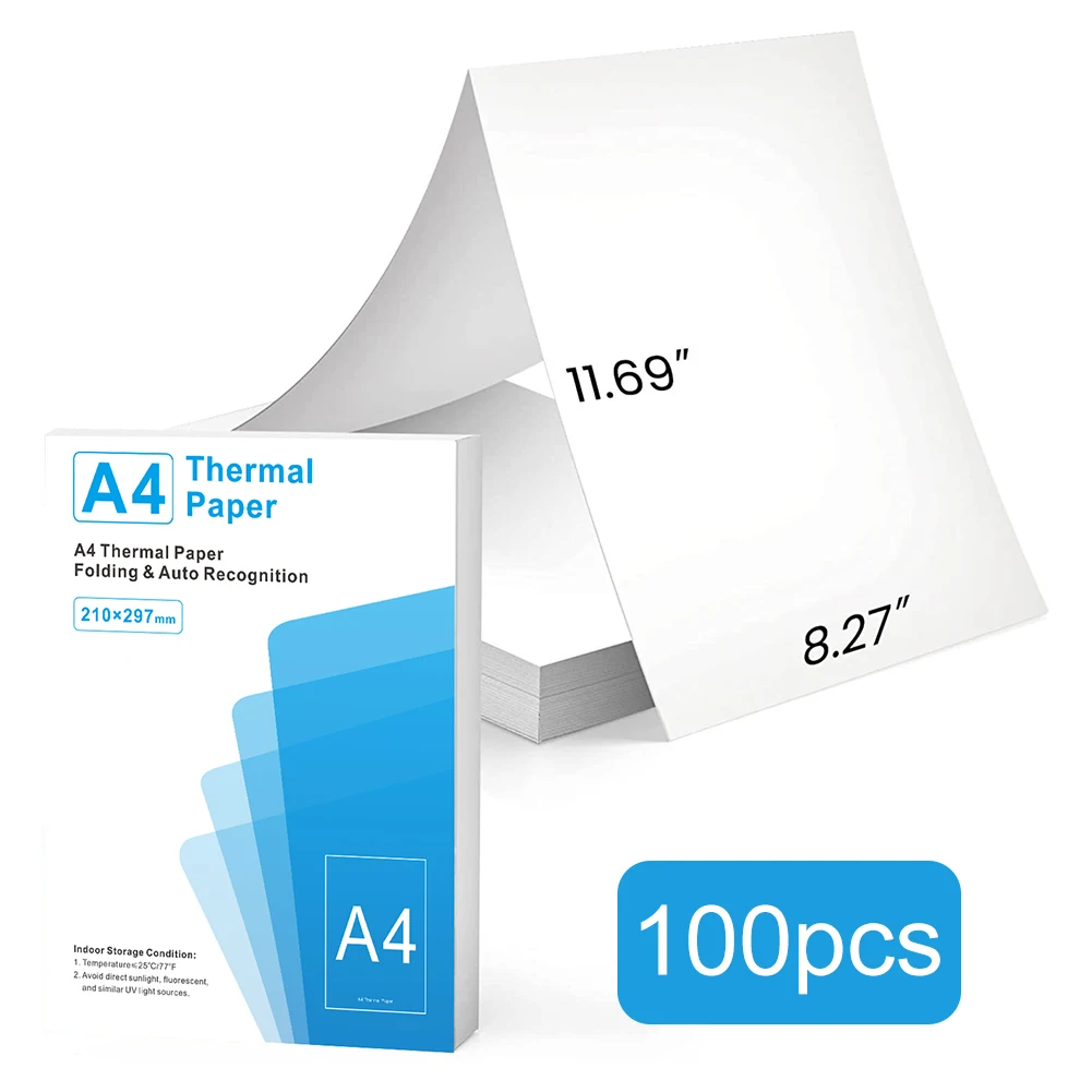 100/200 Sheets Thermal Printing Paper Folding Official Thermal Paper Auto Recognition Multipurpose Printing Paper
