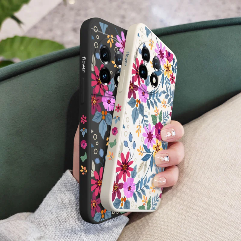Funda de teléfono de flores hermosas para Oneplus 11 11R 10 10R 10T 9R 9RT 9 8T 8 7 7T Pro 5G, funda de silicona líquida