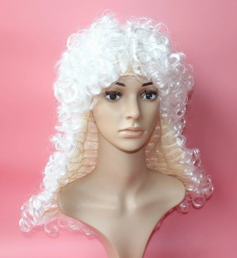 Peruka w stylu barokowym, strój do odgrywania ról, przebranie, nakrycie głowy, szlachetność dworska, nakrycie głowy, średniowiecze, ubrania prawnika, pasująca peruka z nakładką.