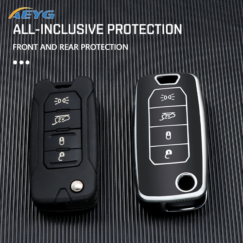 TPU Car Flip Key Case Cover Shell Fob For Jeep Cherokee Renegade Grand for Dodge Ram Charger 1500 Challenger Chrysler 300C Jour