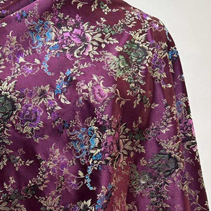Pre-Cut Colorful Purple Floral Metallic Brocade, Vintage Classic Flower Shimmer Jacquard Fabric for Women Waistcost & Blazer
