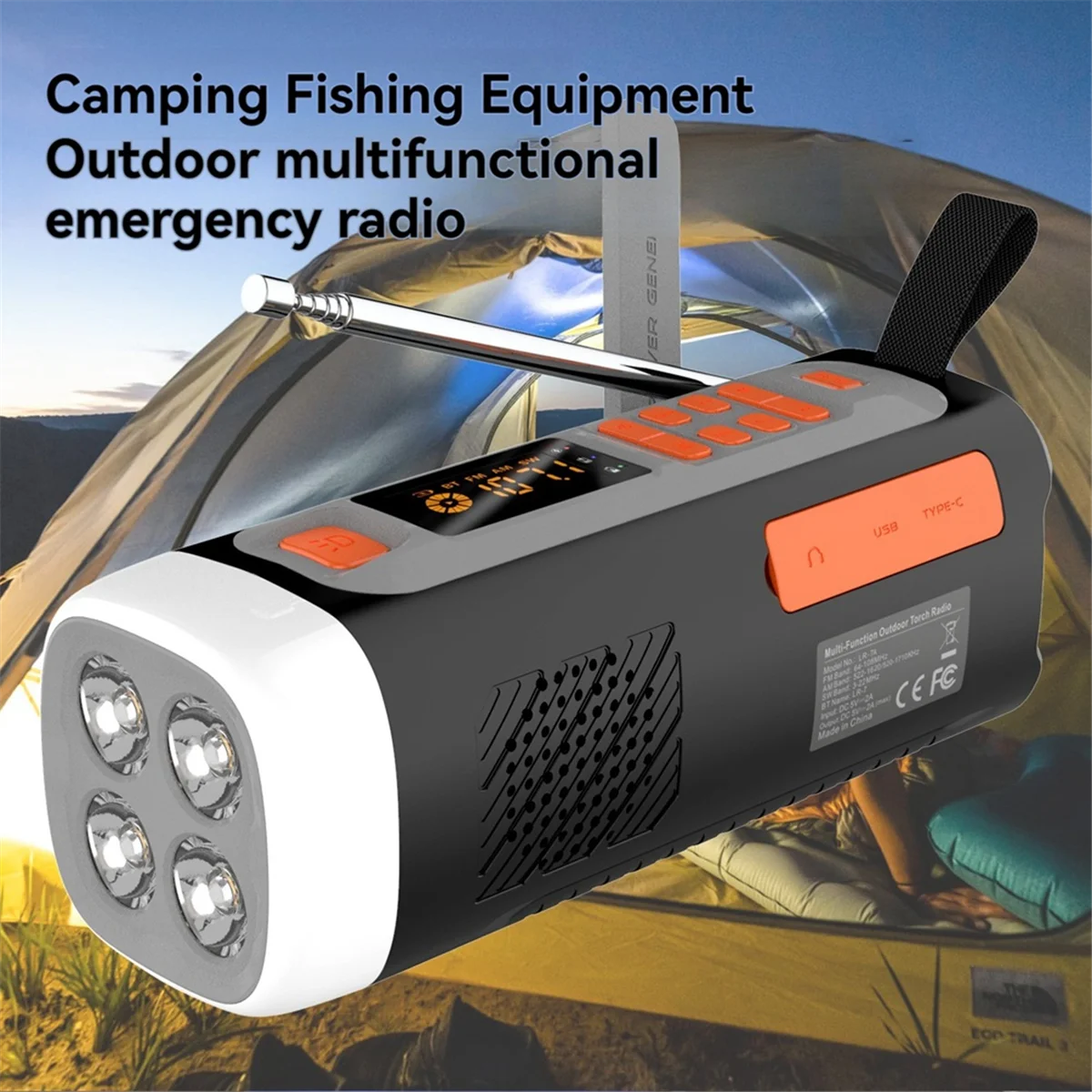 Solar Hand Crank Radio Multifunction Portable Emergency AM/FM Radio with Flashlight Solar SOS for Outdoor Camping