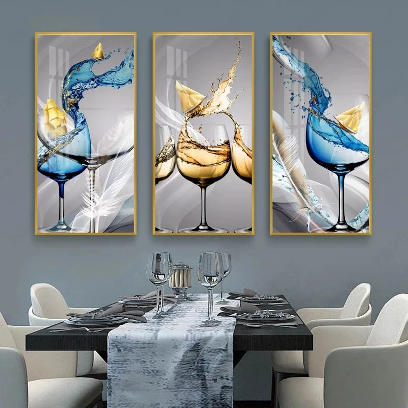 Cheers Red Wine Glasses Modern Bar Decoration Canvas Painting Poster and Print Wall Art Pictures for Bar Living Room Decoration