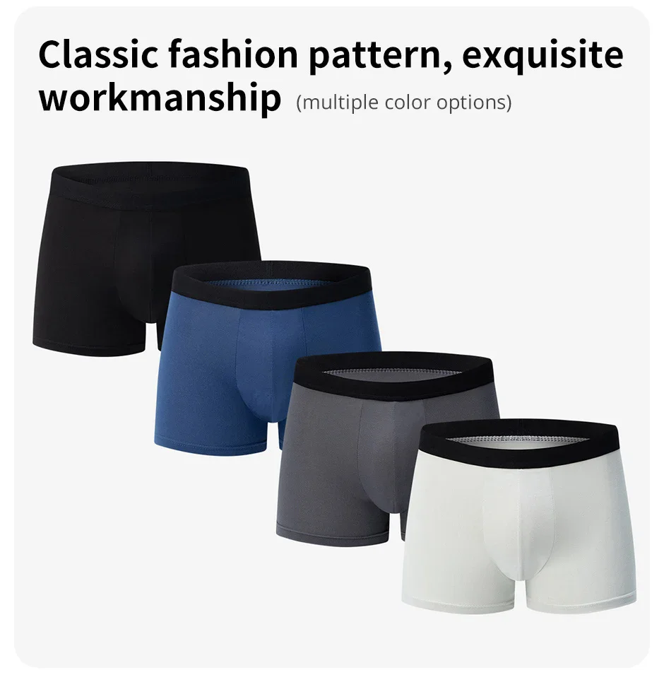 4/10 Pcs Solid Color Basic Men's Plus Size Boxers Underwear Comfortable And Fashionable Teenagers Multi-piece Matching Underwear