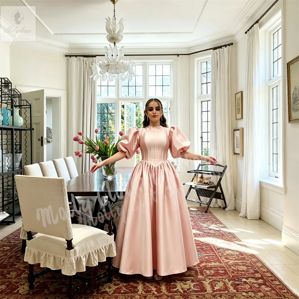 Elegant Pink Young Girl Wedding Custom Bridesmaid Satin Dress Party Gorgeous Princess Cocktail Ball Gown Photography Dress