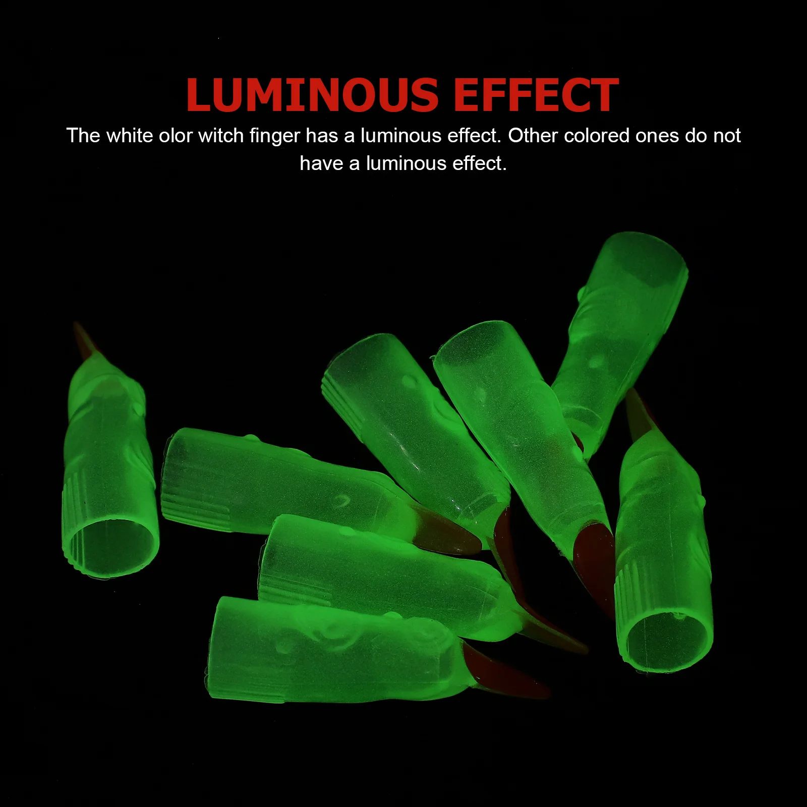 

40 шт., светящиеся в темноте шапочки для ногтей, жуткие пальцы ведьмы, накладные ногти для Хэллоуина, вечеринки, реквизит для розыгрышей, принадлежности для костюмов