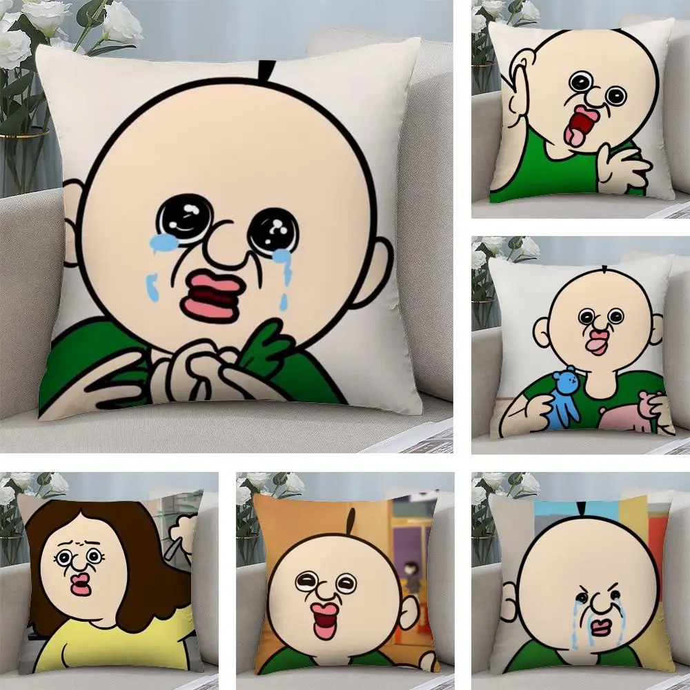 Funny Bbangbbangs Diary Cushion Cover Soft Plush Fabric Double-Sided Printed Sofa Cushion Cover for All Seasons Home Decor Gift