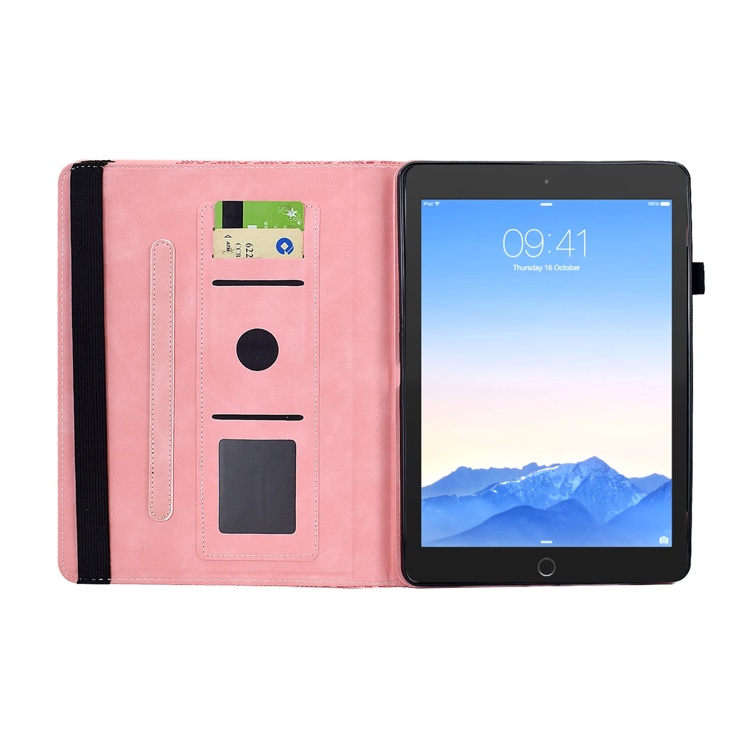 Tablet Case For iPad 9.7-inch (2018)  /  (2017)  /  Air 2  /  Air (2013) Rotating Stand Building Block Imprinted Leather Cover -